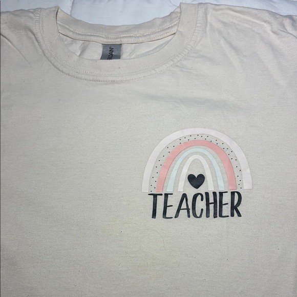 Cream Teacher with Rainbow Graphic T-Shirt - Picture 2 of 7